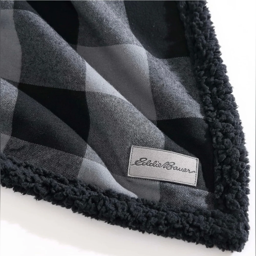 Eddie Bauer Cabin Plaid YD Sherpa Blanket/Throw, 50